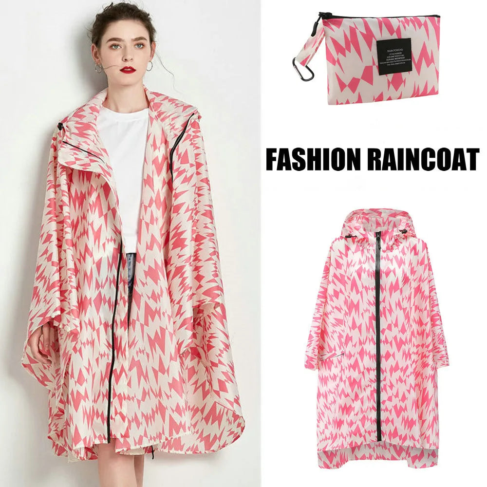 Lightweight Breathable Waterproof Rain Poncho with Belt and Storage Bag