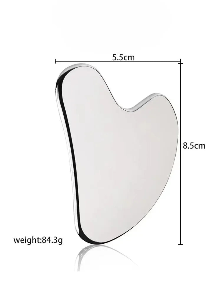 Gua Sha Board Heart Shape Stainless Steel Muscle Massage Tissue Therapy Scraping Plate Promote Blood Circulation Body Relaxation