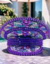Violet Pool & Beach Steampunk Top Hat, Elegant Captain Hat Rhinestone Burning Man Woman, Party Caps for Man Original