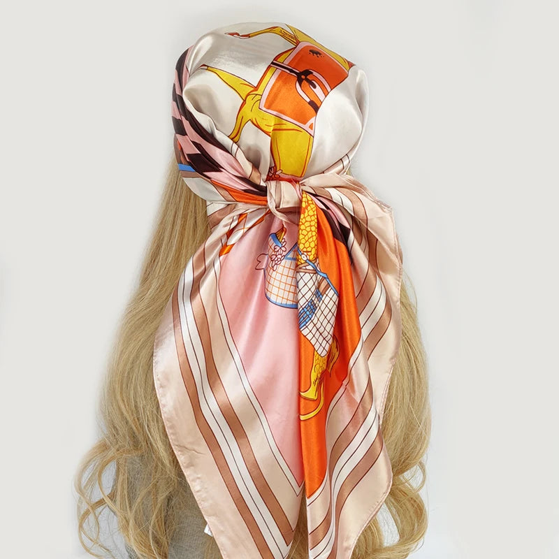 Retro Women Silk Scarf Bandanna Fashion Bohemian Pattern Square Hijab Lady Wrap Headband foulard muffler
