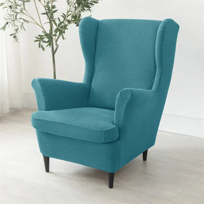 Polar Fleece Stretch Wing Chair Cover Elastic Single Wingback Chairs Covers with Seat Cushion Cover Relax Armchair Slipcovers