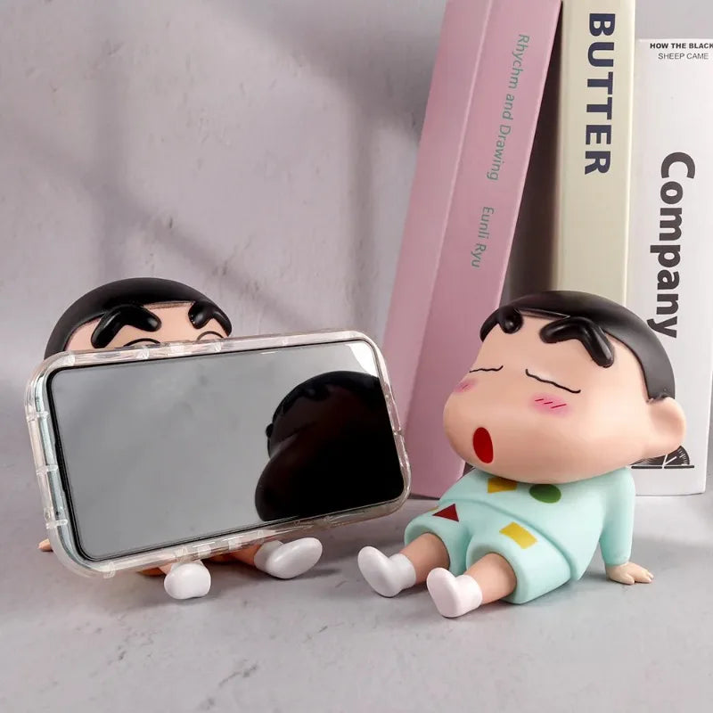 Crayon Shin Chan Anime Figure Phone Holder Desktop Ornament