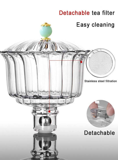 Fish Magnetic Teapot Glass Lazy Automatic Tea Making Household Pu'er Oolong Tea Set Infuser Drinking