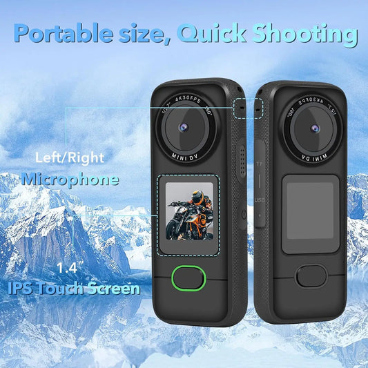 4K WiFi Action Camera Waterproof Mini Sports Camera with Touch Screen for Motorcycle Travel Body Cam