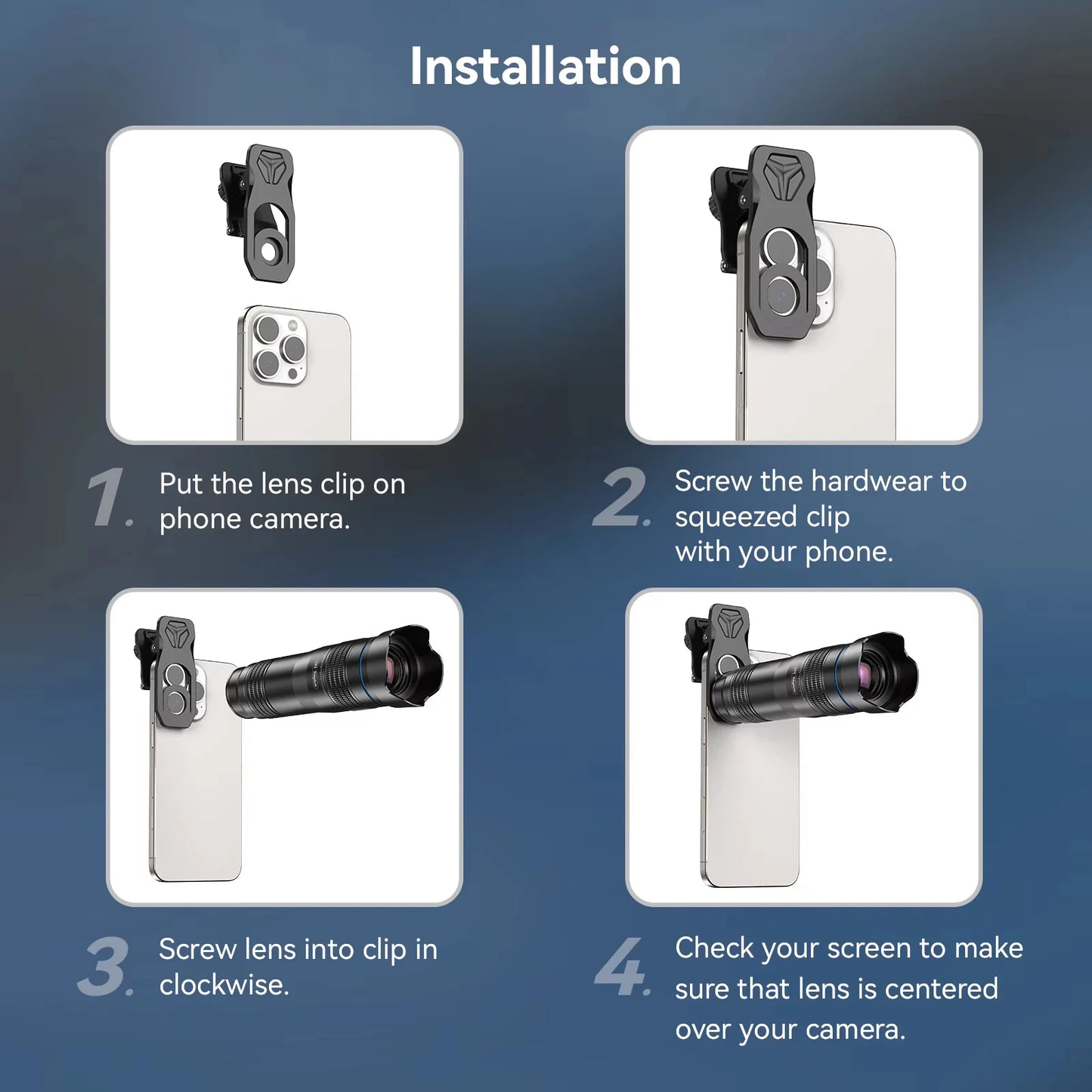 28X Portable Mobile Phone Telephoto Monocular Lens with Universal Clip