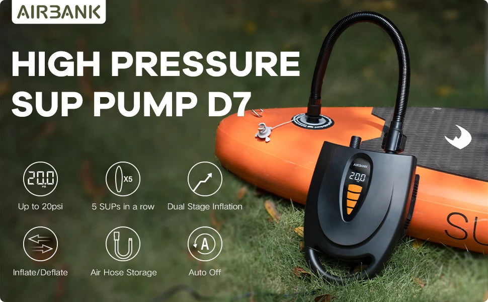 SUP Pump for Inflatable Boats Kayak 20PSI Dual Stage Corded Stand Up Paddle Board Surfing Board with Nozzles No Battery