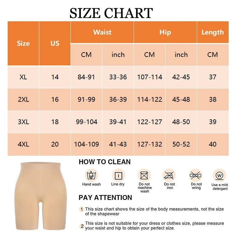 Seamless Safety Pants High Waist Abdominal Women Pants Postpartum Body Shaper Comfort Boxer Briefs Skirt Shorts XL-4XL Underwear