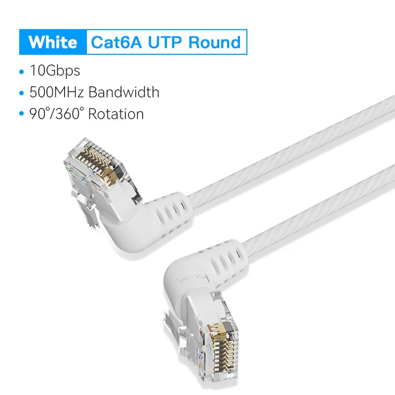 CAT6A Ethernet Cable 10Gbps 90/360 Degree Rotation CAT 6A Slim Networking Internet Lan Cord for PC PS4 Router RJ45 Cable
