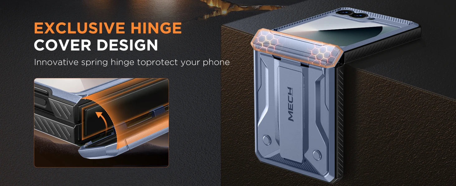 for Z Flip 6 Case with Kickstand Belt-Clip Hinge Protection Cover Screen Protector Military Grade Shockproof Phone Case