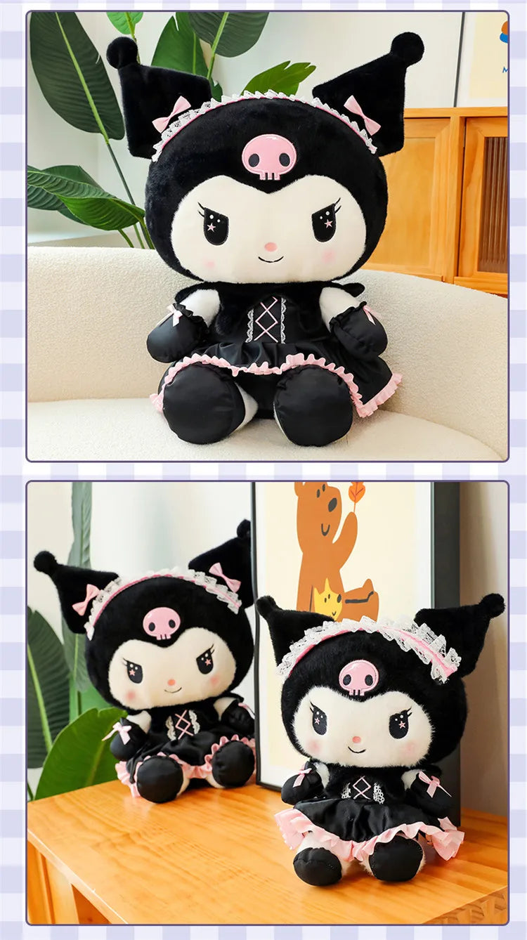 Hot Kawaii 60cm Dark Uniform Kuromi Plush Toy Cartoon Anime Sanrio Stuffed Doll Cute Kuromi Pillow for Kids Birthday Xmas Gift
