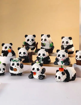 Kawaii Panda Series Micro Particle Building Block Creative Cute Animals DIY Assembled Bricks Toys For Chillren Christmas Gift