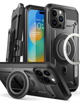 For iPhone 15 Pro Max Case 6.7“ 2023 UB Pro Mag Full Body Rugged Case with Built-in Screen Protector Kickstand Belt-Clip