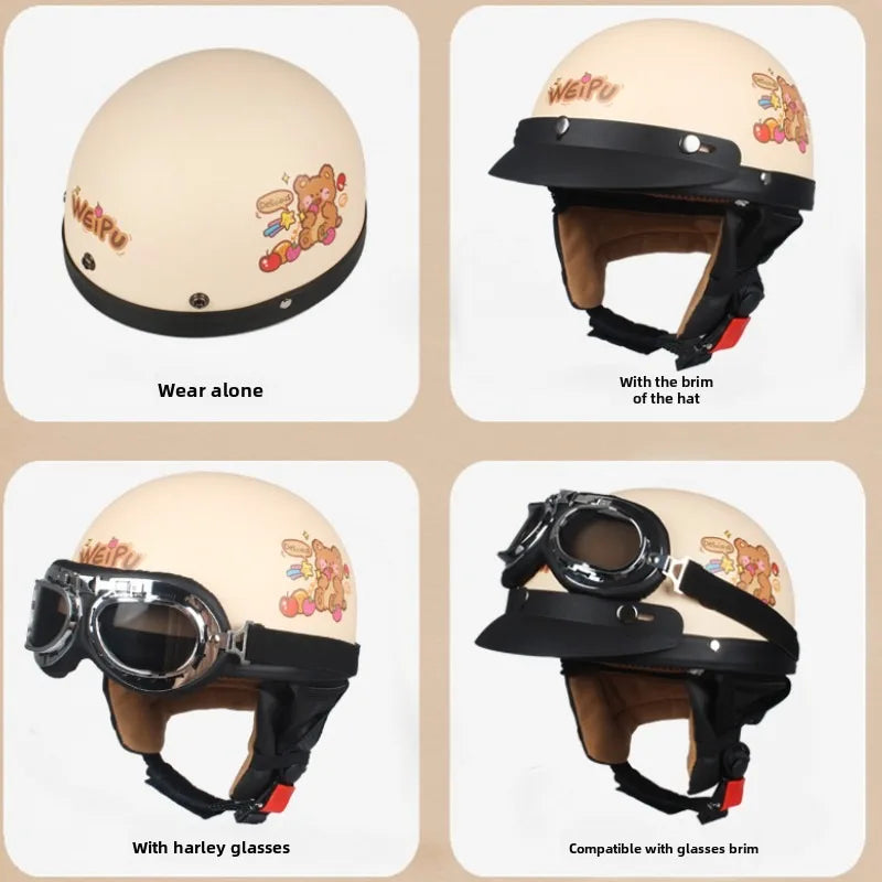 Outdoor Cartoon Helmet Four Season Universal Retro Helmet with Ear Protection Men's and Women's Cycling Helmets