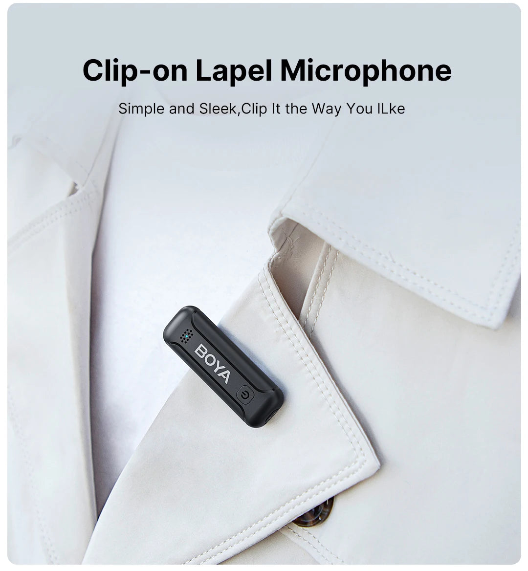 Wireless Lapel Microphone for iPhone Android Type-C Smartphone DSLR Camera PC Laptop Youtube Recording Streaming BY-WM3T2