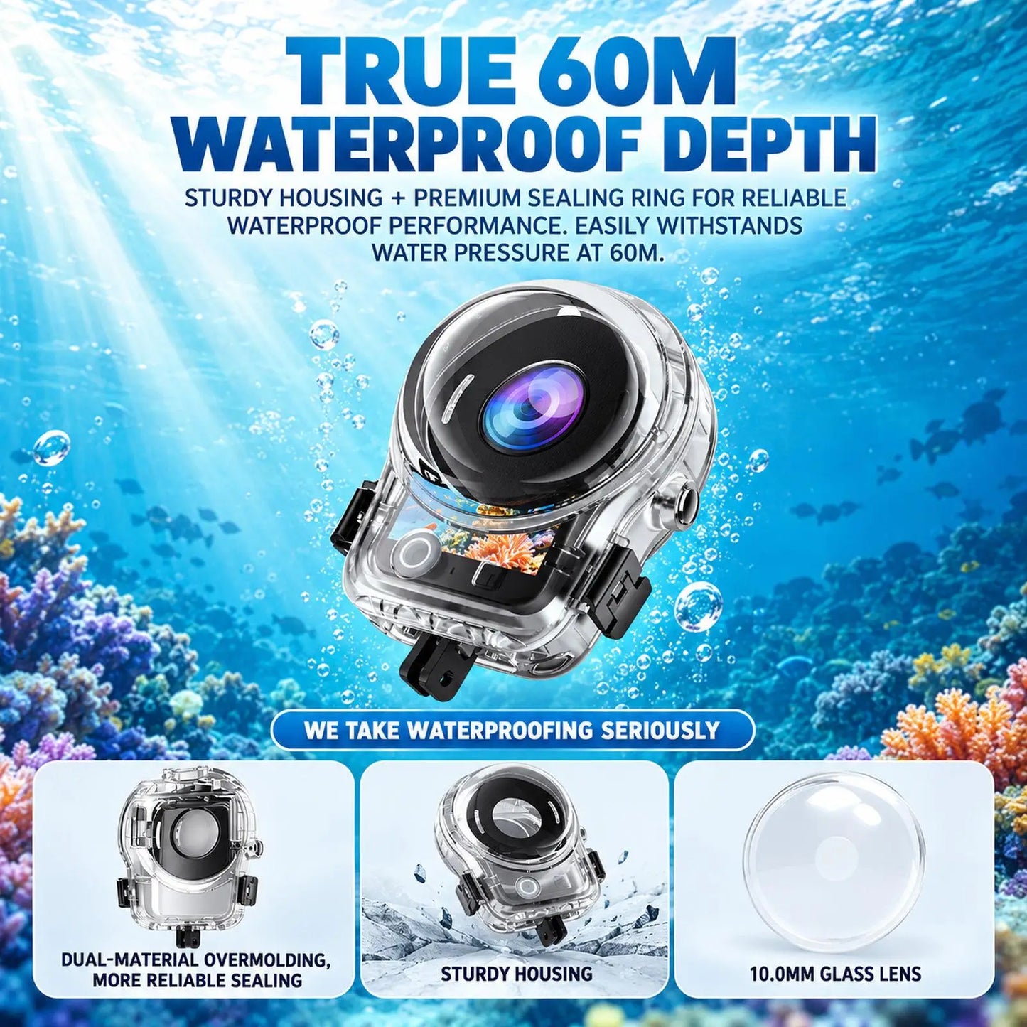 60 Metre Invisible Waterproof Diving Case for DJI Osmo 360 and Osmo 360 II