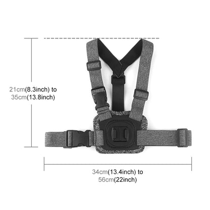 Adjustable Body Mount Belt Chest Strap with J Hook Mount & Long Screw & Phone Clamp for iPhone for Gopro Action Camera