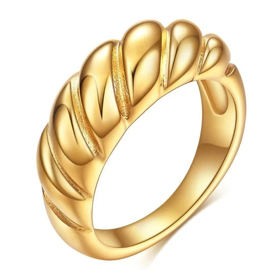 18k Gold Plated Titanium Steel Bread Ring For Women