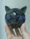 Black Cat Figurine Resin Cat Head Healing Stone Marble Texture Cat Stone Resin Cat Sculpture Ornament Cat Sculpture Craft