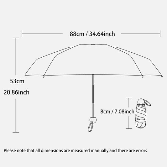 Compact Ultralight Folding Umbrella Waterproof Five Fold Portable Travel Umbrella Sun Rain Protection Umbrella