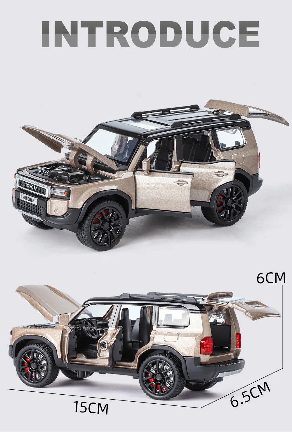 1/32 PRADO Land Cruiser Alloy Car Model Diecast Metal Off-road Vehicle Car Model Simulation Sound and Light Toy Gift
