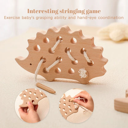 Baby Animal Threading Toys Wooden Stacking Toys Blocks Board Games Wooden Toys Baby Animal Stringing Threading Beads Toys Gift