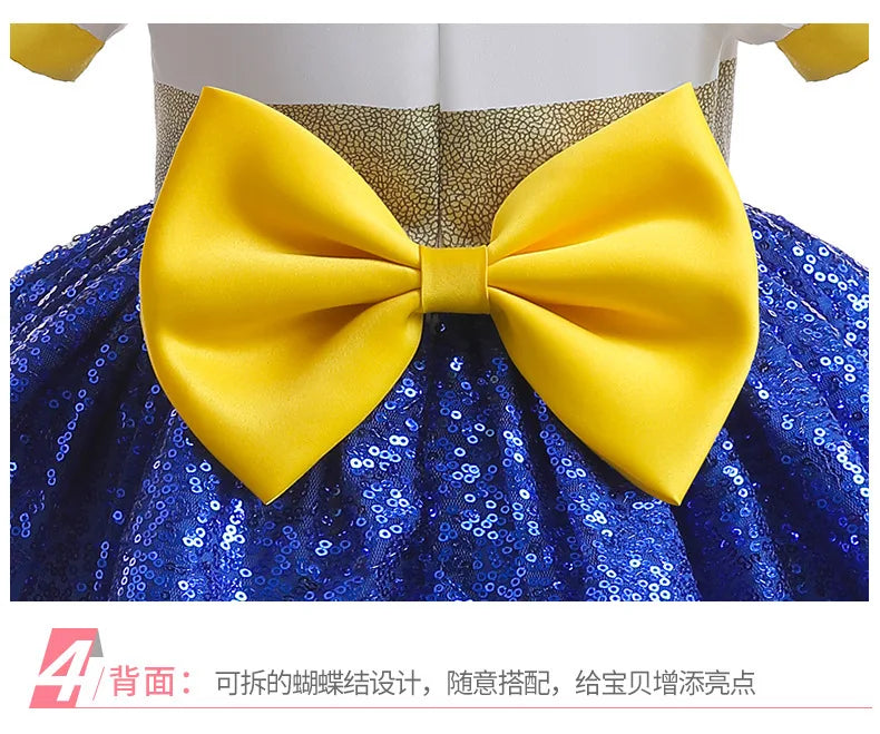 Patchwork Dress - Western Style Cosplay Gown with Color Block Design | Kids Birthday Party Dress