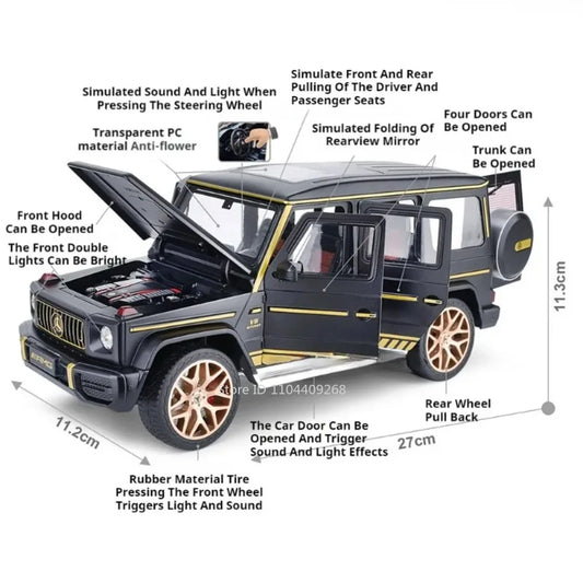 Large Size 1:18 G63 500K Sports Car Model Toy Music Light Doors Opened Alloy Vehicle Models Decorative Ornament Collection