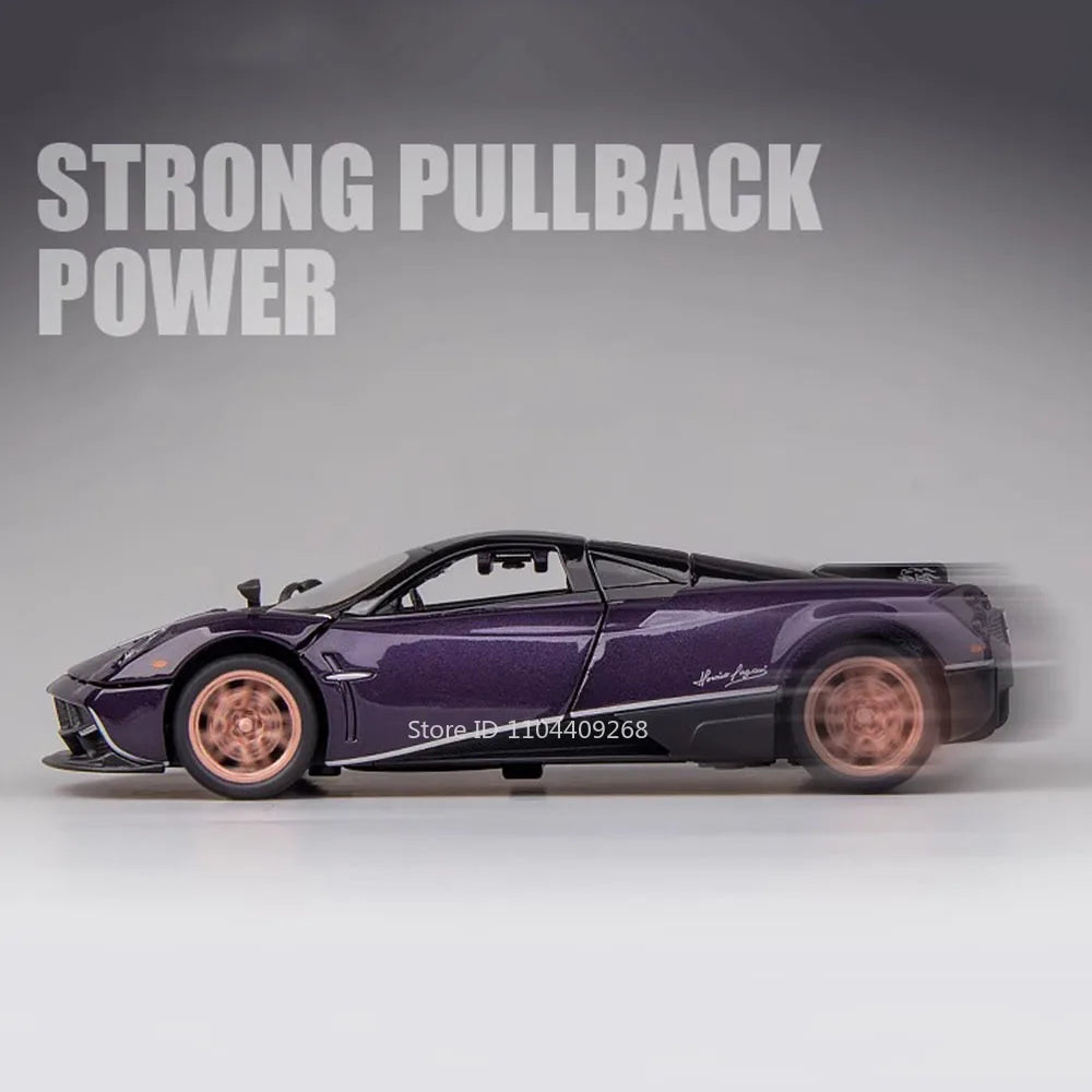 1:32 Scale Pagani Dinastia Huayra BC Car Model Toy Sound Light Gull Wing Door Alloy Diecast Supercar Models Boys Gifts