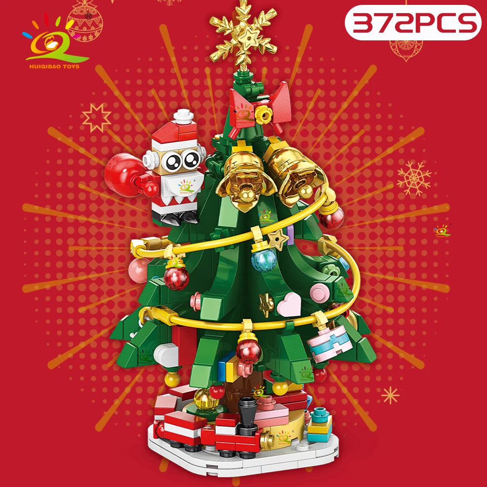 Christmas Tree Gingerbread Cafe Model Building Block DIY Elk Snowman Train Bricks Ornament Toys for  Adult Gift
