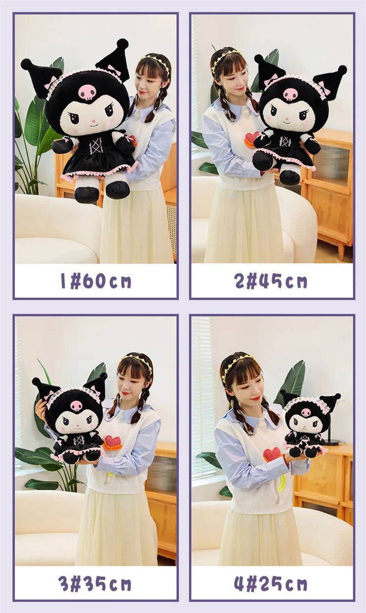 Hot Kawaii 60cm Dark Uniform Kuromi Plush Toy Cartoon Anime Sanrio Stuffed Doll Cute Kuromi Pillow for Kids Birthday Xmas Gift