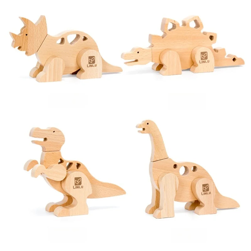 Wooden Dinosaur Cartoon Assembly Puzzle