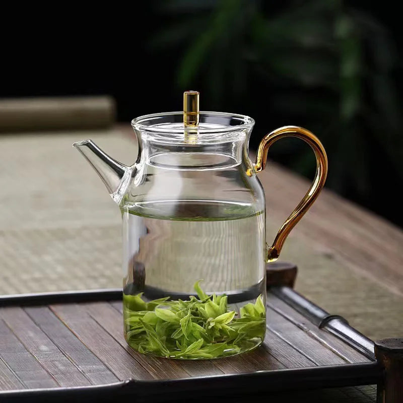 Retro Imitation Song Glass Teapot With Handle Kung Fu Tea Set Puer Kettle Bubble Tea Pot Household Teaware