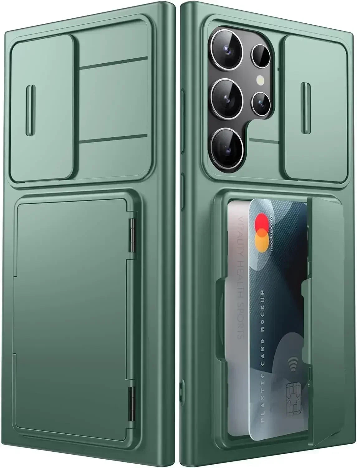 For Samsung Galaxy S24 Ultra Wallet Case With Card Holder Stand Sliding Camera Cover RFID Blocking Rugged Shockproof Protection