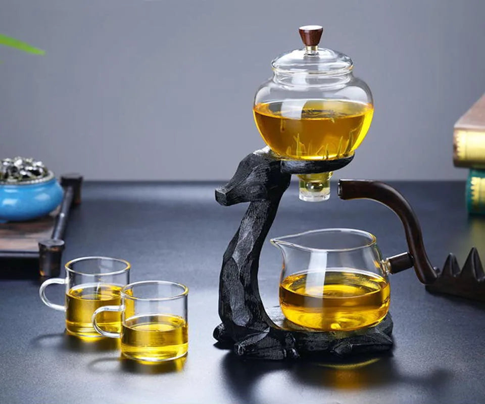 Tea Set Elk Shape Automatic Tea Set Purer Oolong Teapot And Cup Set Heat-resistant Glass Teapot With Base