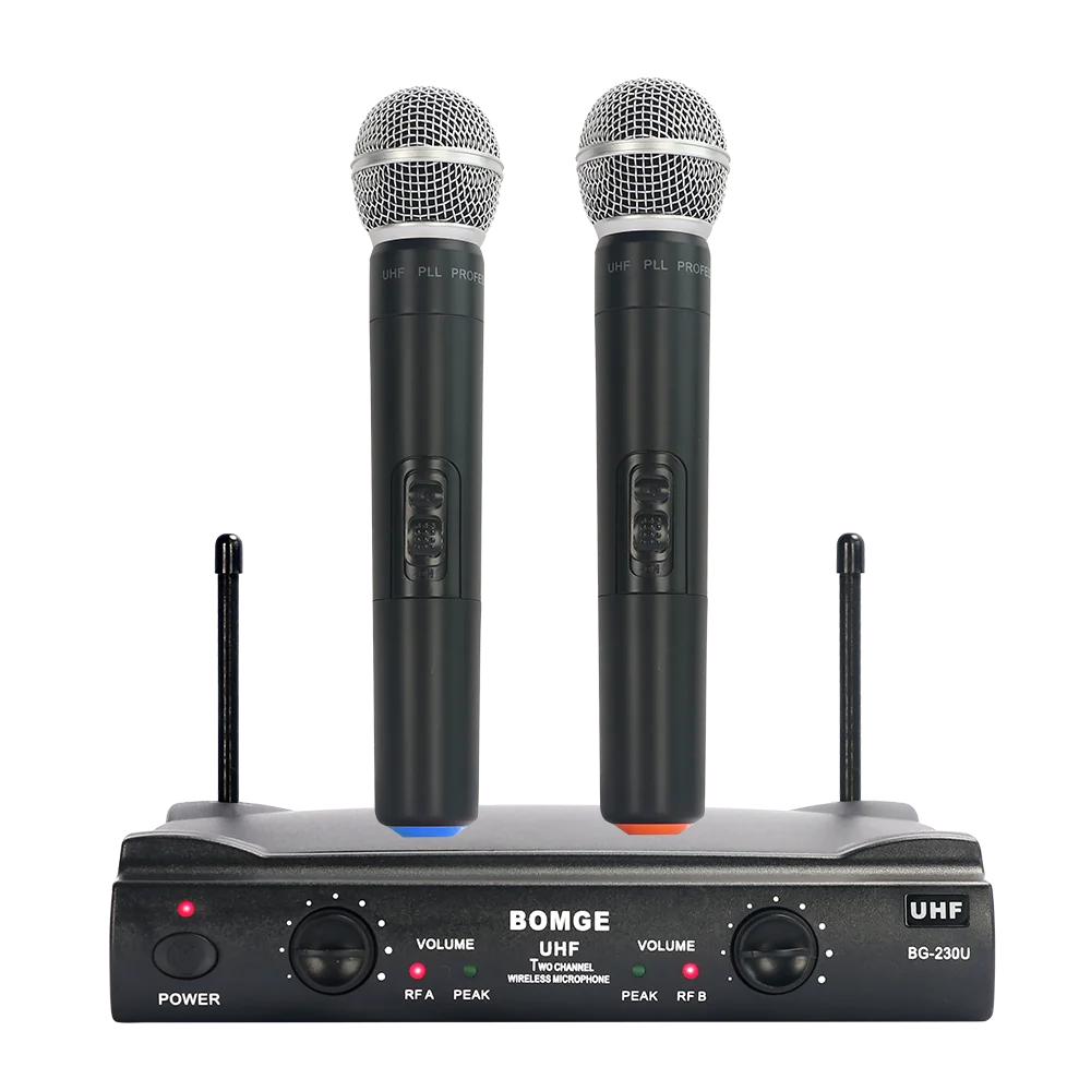 Dual Channel UHF Wireless Handheld Microphone System for Karaoke Events and Presentations