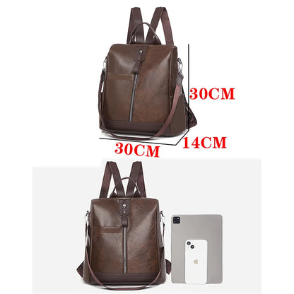 Backpacks PU Leather Travel Back Pack Ladies Large Capacity Shoulder Handbags