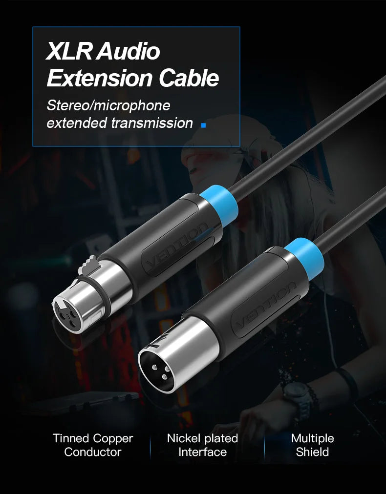XLR Cable Karaoke Microphone Sound Cannon Cable Plug XLR Extension Mikrofon Cable for Audio Mixer Amplifiers XLR Cord
