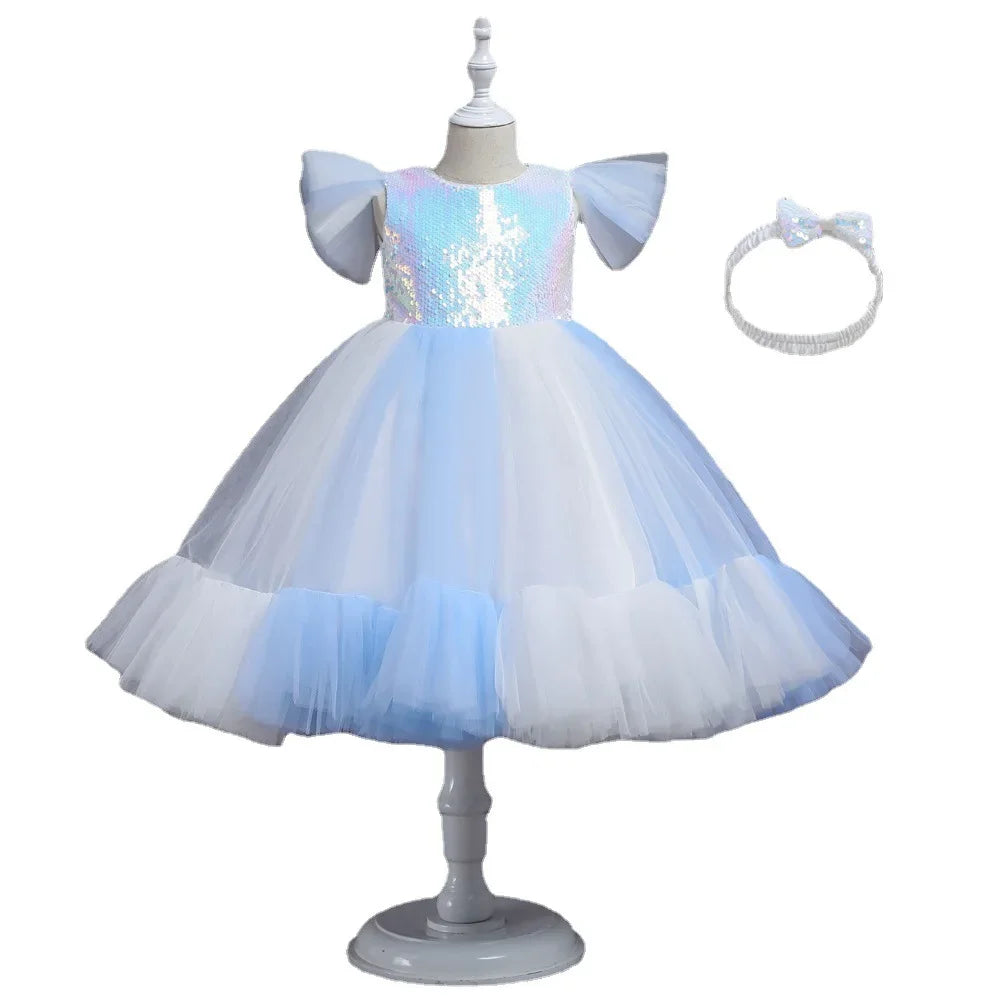 Purim Kids Dresses For Girls Elegant Flower Girls Wedding Dress Children Evening Party Lace Princess Ball Gown Clothing 2-10 Y