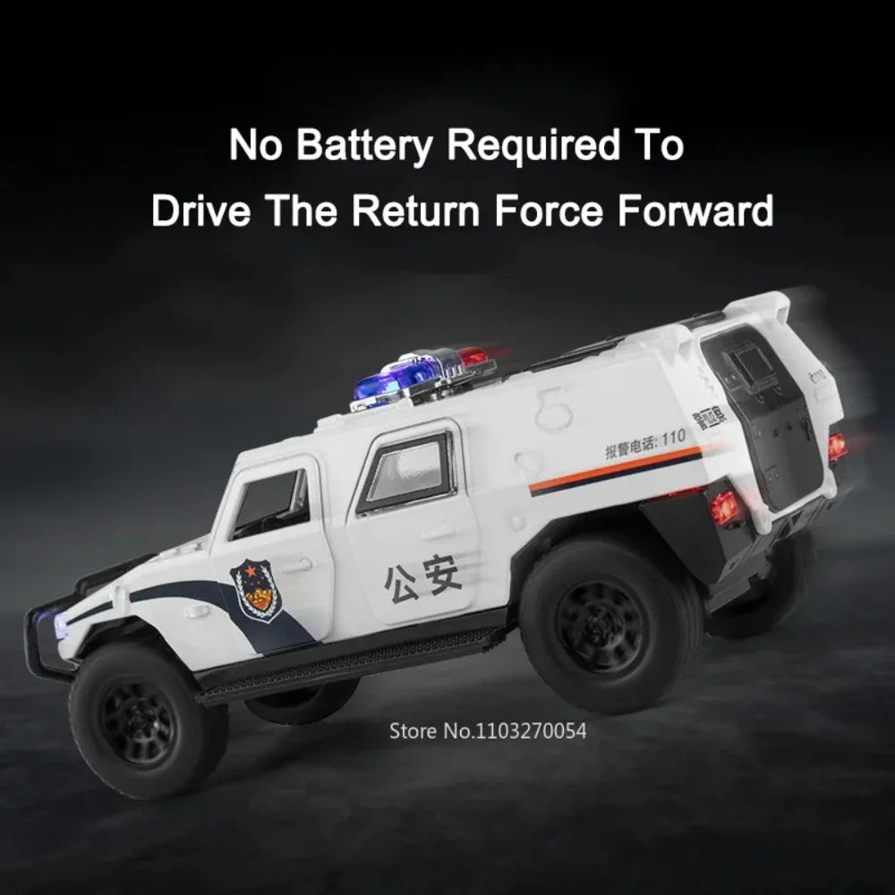1:32 DongFeng MengShi Honda Accord Police Car Model Toy Metal Diecast Pull Back Doors Opend Vehicles Models Boys Holiday Gifts