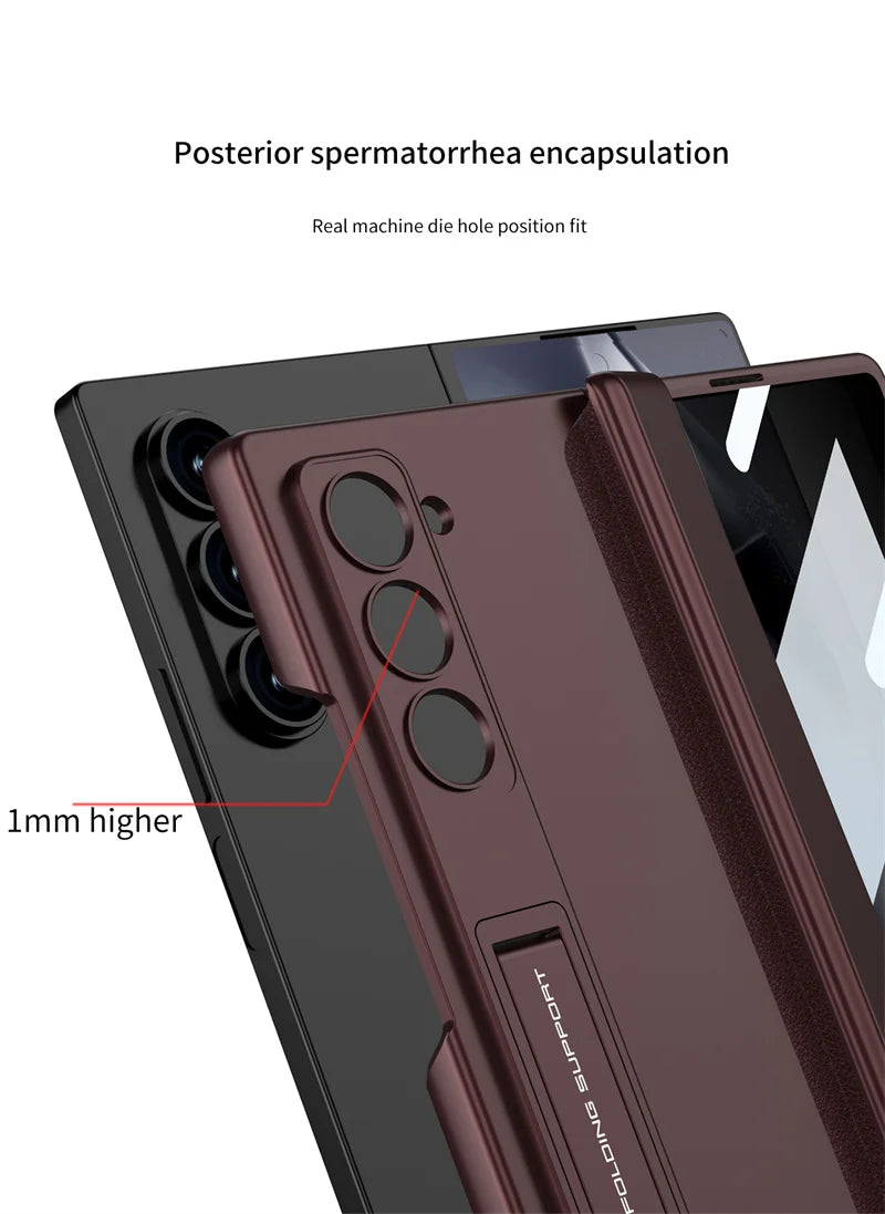 Luxury  Hinge Case for Samsung Z Fold 6 3 4 5 Case with Anti-peeping Glass All-inclusive Shockproof Shell Case