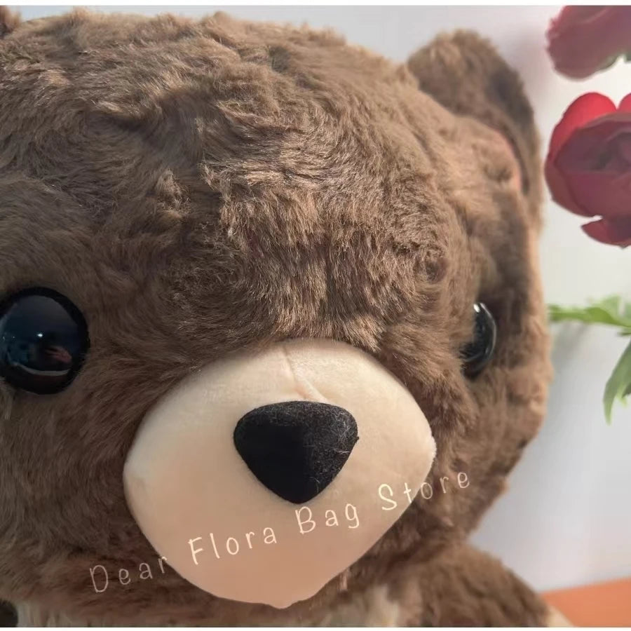 Y2K Cute Brown Bear Plush Backpack Soft Shoulder Bag