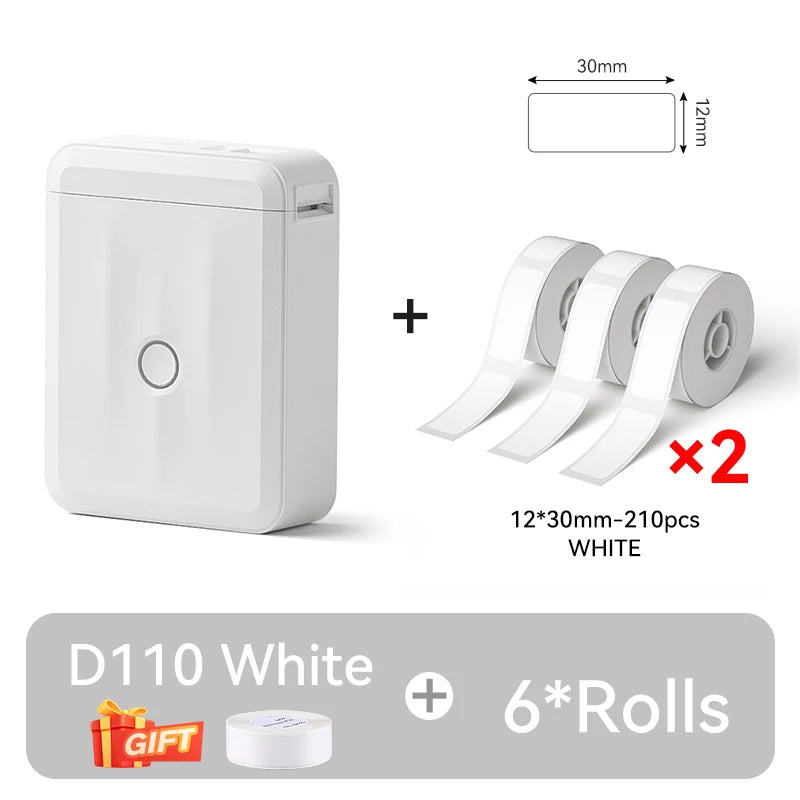 D110 Mini Thermal Label Printer, Bluetooth Portable Pocket Sticker Maker 12–15mm Inkless Label Printer for Home Organization