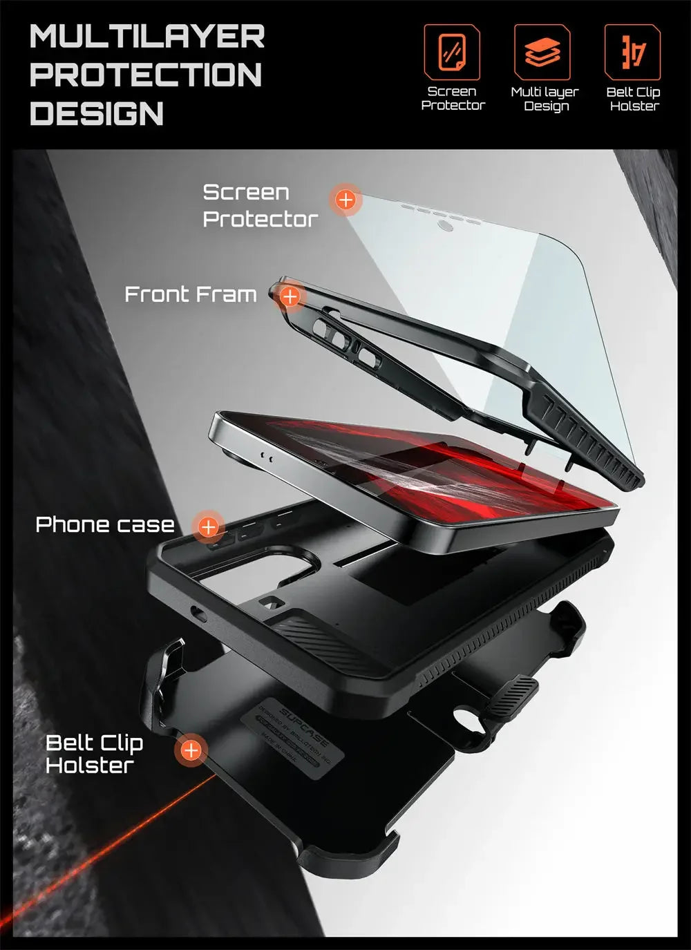 Rugged Phone Case with Screen Protector Kickstand and Belt Clip for Samsung Galaxy S26 FE