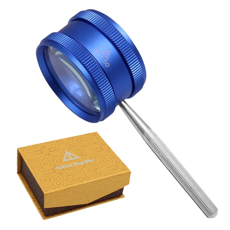 35X Handheld Magnifier Metal Optical Glass with Detachable Handle