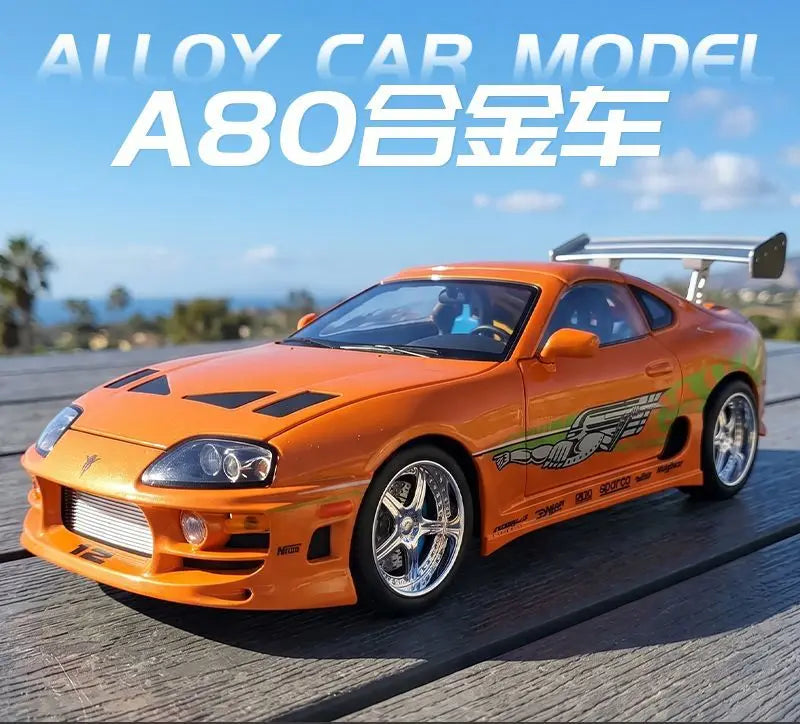 1 24 Scale Supra A80 JDM Supercar Diecast Pull Back Model Car with Sound and Light