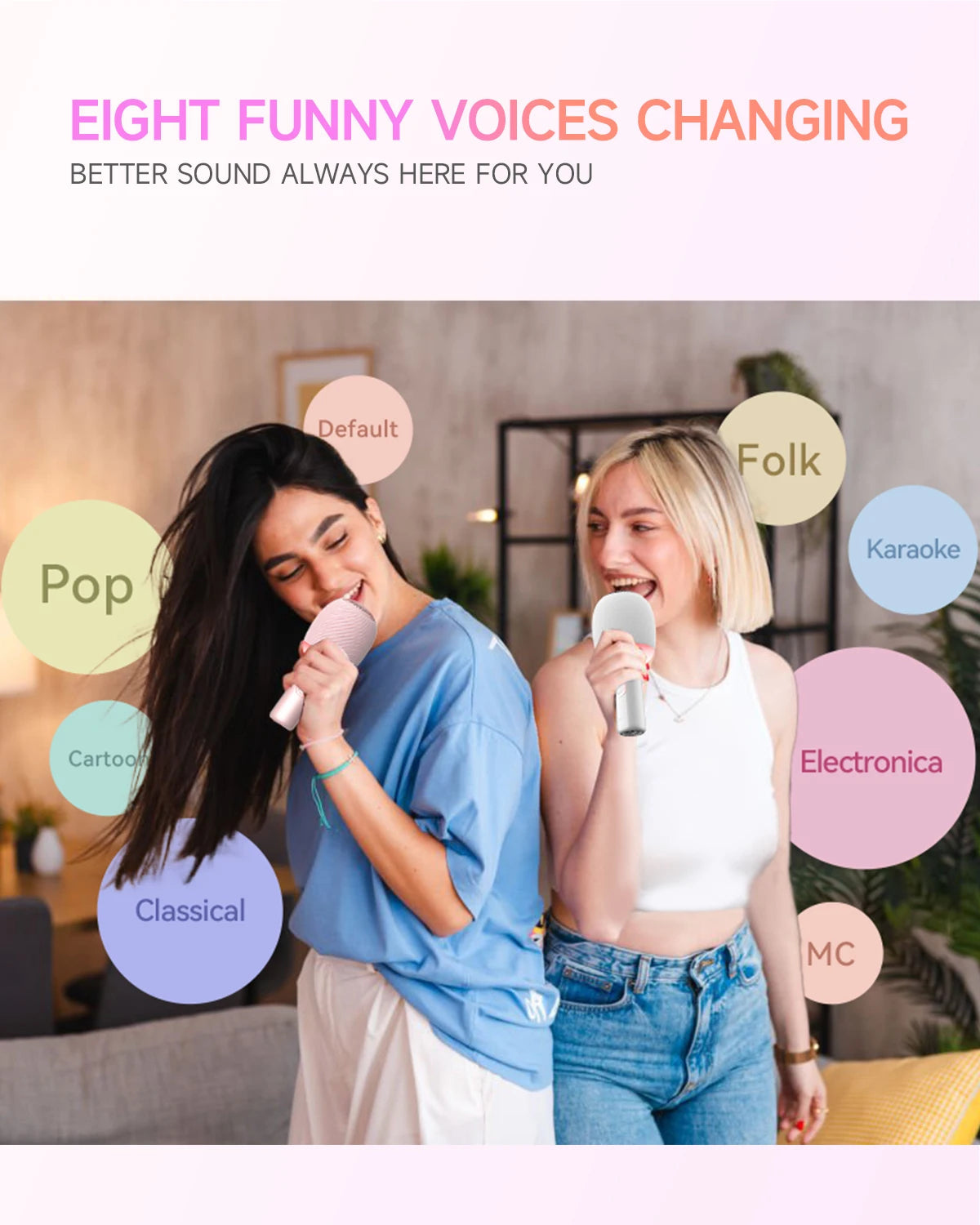 Wireless Bluetooth Karaoke Microphone, 5-in-1 Portable Handheld Mic Speaker with Dynamic Lights, Karaoke Microfono for Car