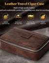 Cigar Humidor, Leather Travel Cigar Case, Include 4 Cigar Tubes & Humidifier, Cigar Draw Enhancer and Multifunction Cigar Cutter