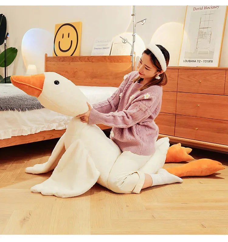 50-160cm Big White Goose Plush Toy Giant Duck Doll Soft Stuffed Animal Goose Sleeping Pillow Sofa Cushion Birthday Gift for Kids
