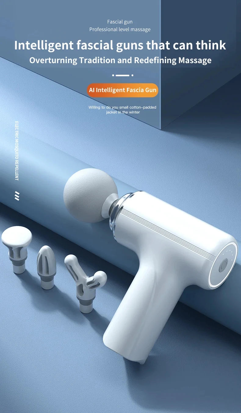 Portable AI Fascial Massage  Electric Percussion Massager Body Relaxation With 4 Replaceable Massage Head LED Night Light