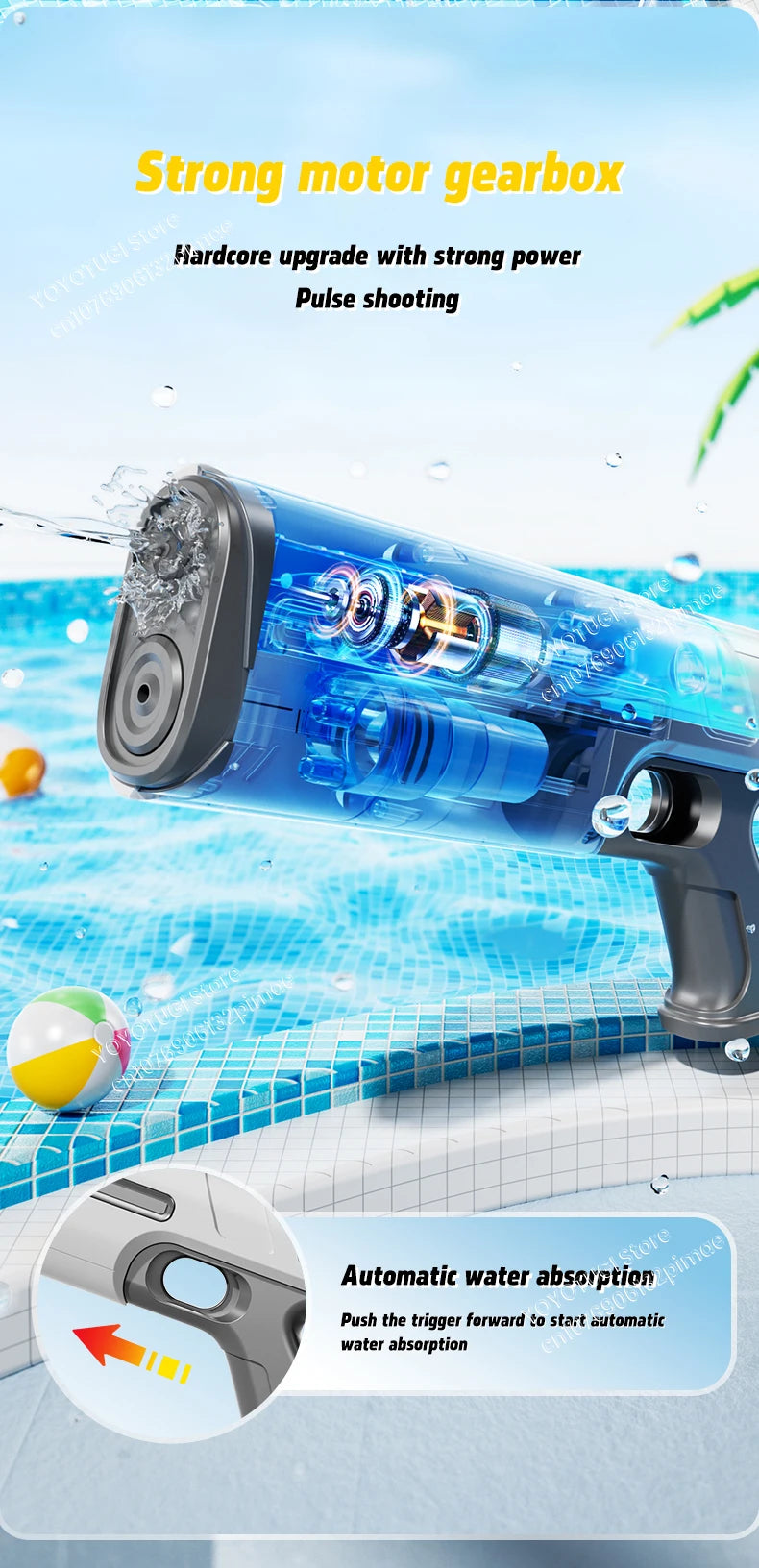 Fully Automatic Water Storage Gun Large Capacity Electric Water Absorbing Water Blaster